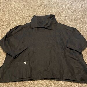 Heydari linen Lagenlook top cowl‎ neck black OS boho casual art to wear